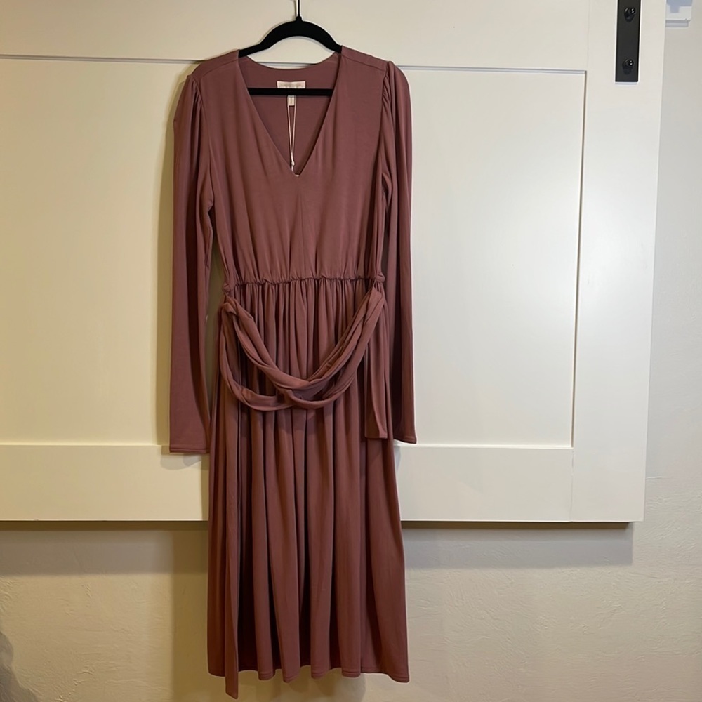 Rebecca Taylor V-neck Modal Long Sleeve Dress - Picture 3 of 5